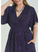 V Neck Pleated Detail Purple Summer Plus Size Dress 4605